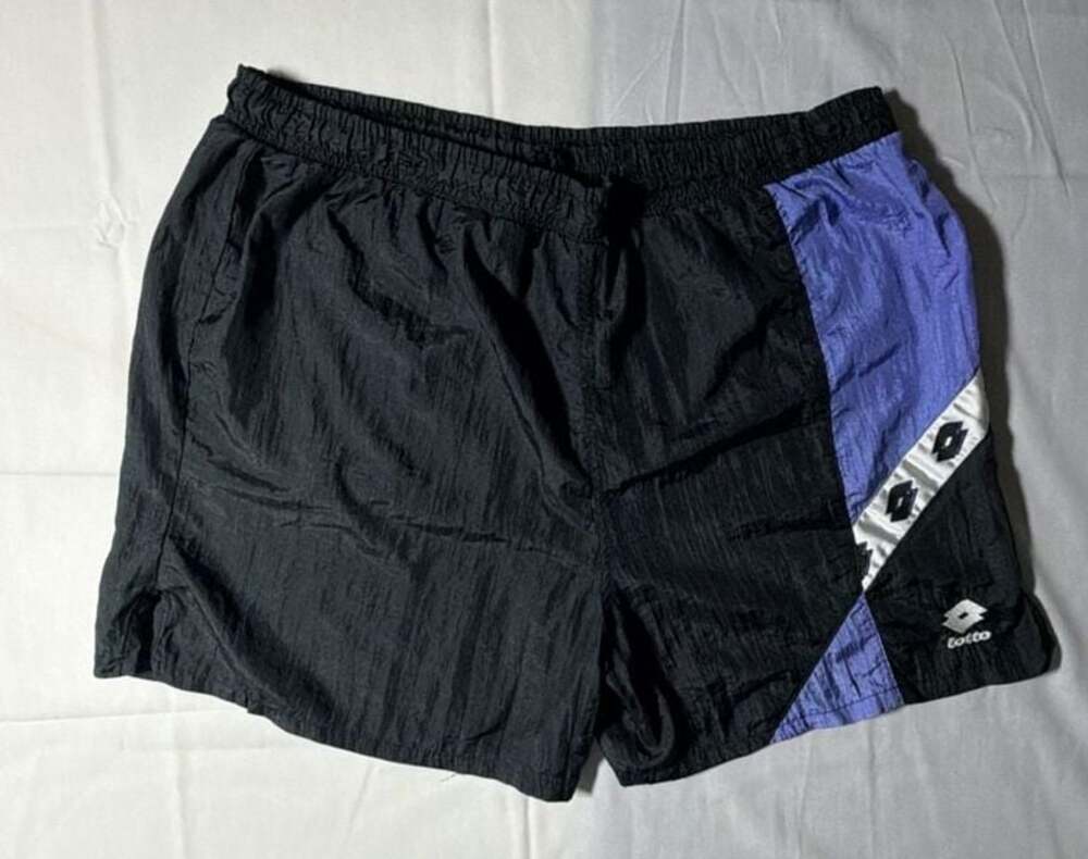 Vintage Lotto Mythos Nylon Colorblock Shorts Black Purple